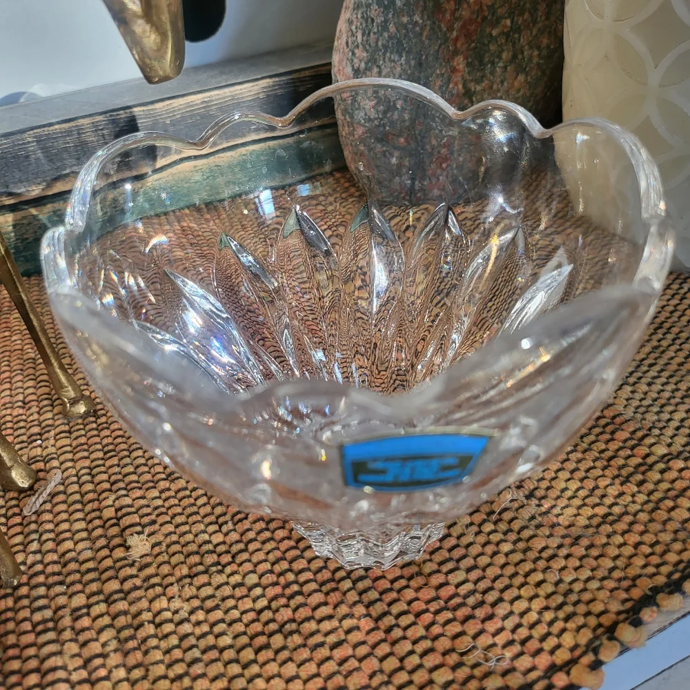 VTG Polonia Lead Crystal 24% Clear Dish 5.5"ร6" Poland - Picture 1 of 6